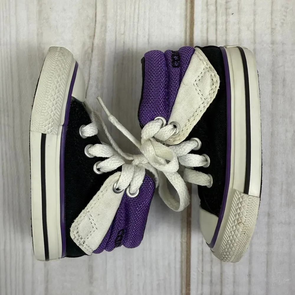 Converse All Star‎ Chuck Taylor Toddler Baby High Top Sneakers Black Purple 4C